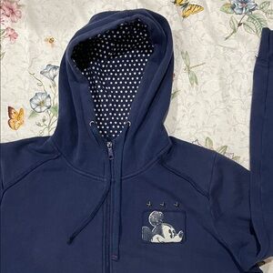 Disneyland Resort Navy Blue Zippered Hoodie with Mickey Mouse Logo Design Sz XL